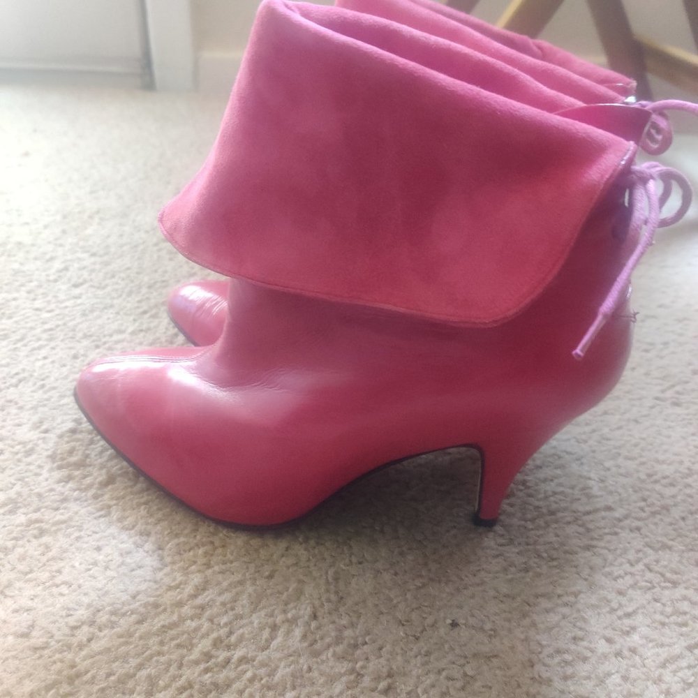 Nickels 1980s vintage hot pink high heel stiletto ankle boots